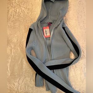 nwt knitted edikted hoodie zip up sweater